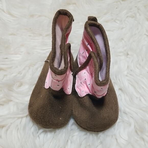Rising Star Baby Brown and Pink Cowgirl Boots - Picture 2 of 4